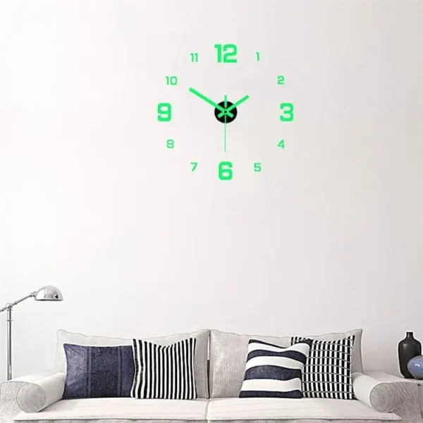 EW Creative Simple Luminous Digital Clock European Style DIY Silent Wall Clock 3