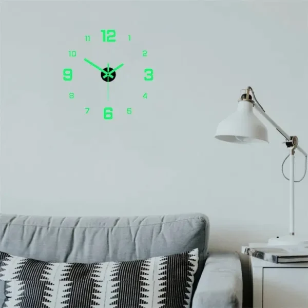 EW Creative Simple Luminous Digital Clock European Style DIY Silent Wall Clock 4