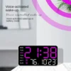 LED Digital Wall Clock Temperature Date Week Display Table Alarm Clocks Voice Control Electronic Clock Brightness Adjustment 3