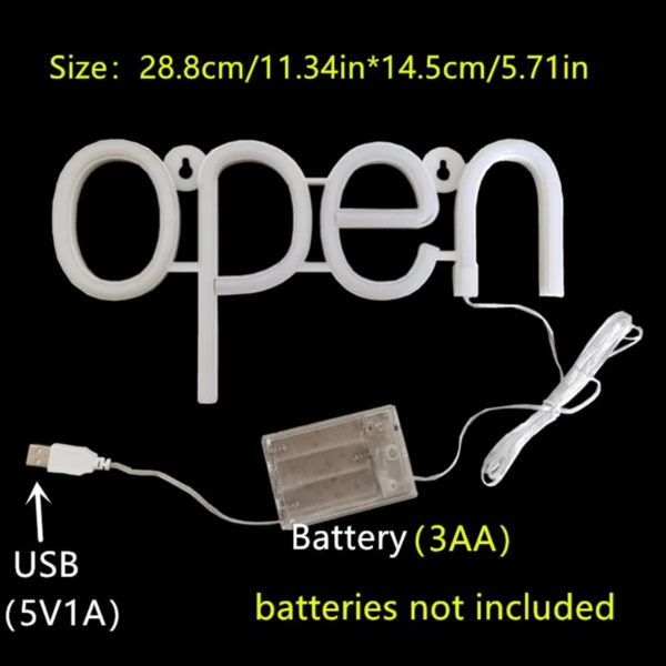 Open Neon Sign LED Glowing Letter Lights 5