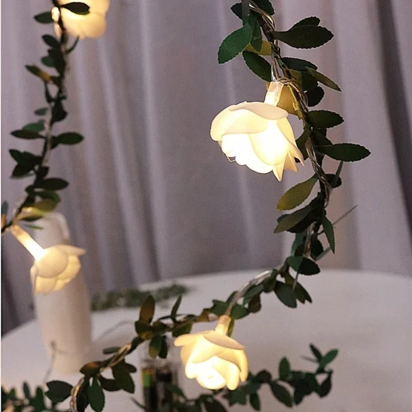 10/20Leds White 1.5/3Meter Rose Flower String with Lights 2