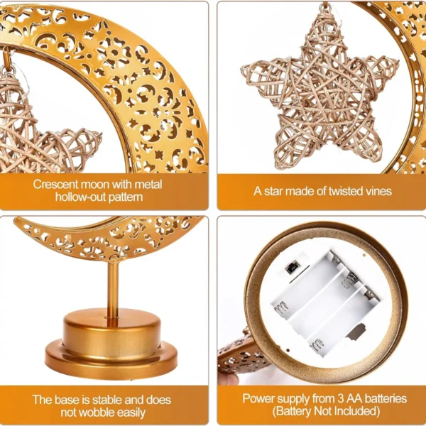 Golden LED Iron Table Lamp Star Moon/Round Bal 6
