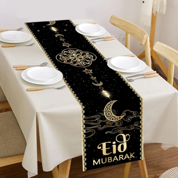 Moon Polyester Tablecloth Eid Mubarak Decor 5