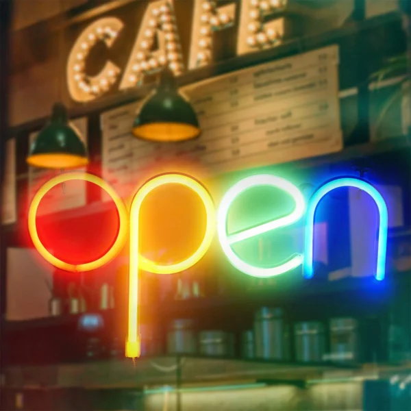 Open Neon Sign LED Glowing Letter Lights 3
