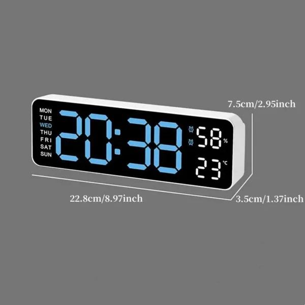 9" Large Digital Wall Clock USB Powered TEMP Humidity Week Auto Dimmer DST 6