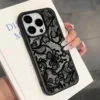 Black Lace Pattern Phone Case For iPhone Shockproof Soft Cover 3