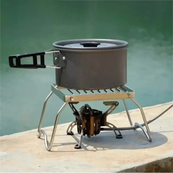 Outdoor Stainless Steel Stove Holder Camping Portable Folding Mini Barbecue Rack Set Pot Holder Baking Tray Holder 3