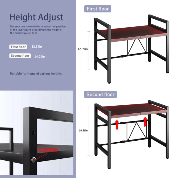 Expandable 42-64cm Microwave Shelf Organizer 3