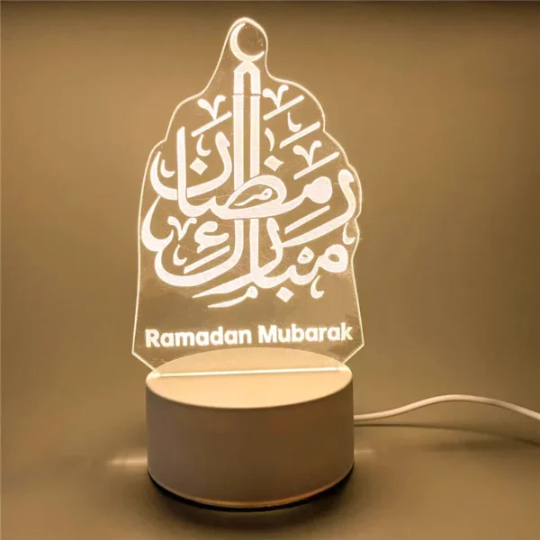USB Operated 3D LED Night Light Eid Mubarak Table Ornament 4