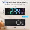 16.2'' Large Digital Wall Clock with Remote Control Big LED/Dual Alarm/8 RGB 2