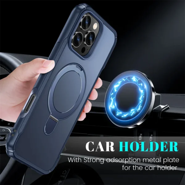 For Magsafe Wireless Charge Fold Magnetic Stand Phone Case For iPhone Anti-slip Bumper Cover 2