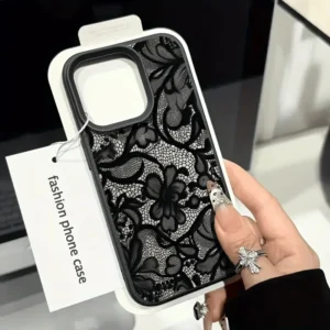 Black Lace Pattern Phone Case For iPhone Shockproof Soft Cover 1