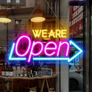 USB We Are Open Neon Sign Adjustable Brightness LED 1