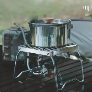 Outdoor Stainless Steel Stove Holder Camping Portable Folding Mini Barbecue Rack Set Pot Holder Baking Tray Holder 1