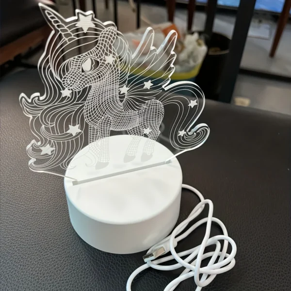 1pc Cute Pony 3D Night Light, With Touch & Remote Control, 16-Color Changing Ambient Light/7-Color /Warm Color For Bedroom 4