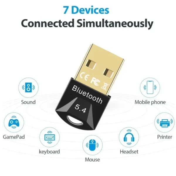 USB Bluetooth Adapter for Pc Bluetooth 5.4/ 5.3/ 5.1/ 5.0 Dongle 2
