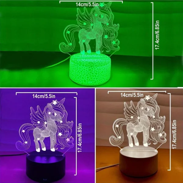 1pc Cute Pony 3D Night Light, With Touch & Remote Control, 16-Color Changing Ambient Light/7-Color /Warm Color For Bedroom 3