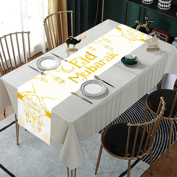 Moon Polyester Tablecloth Eid Mubarak Decor 4