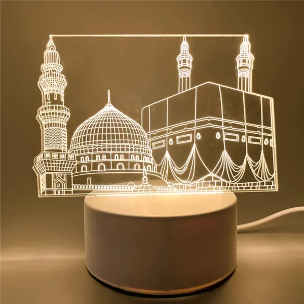 USB Operated 3D LED Night Light Eid Mubarak Table Ornament 6