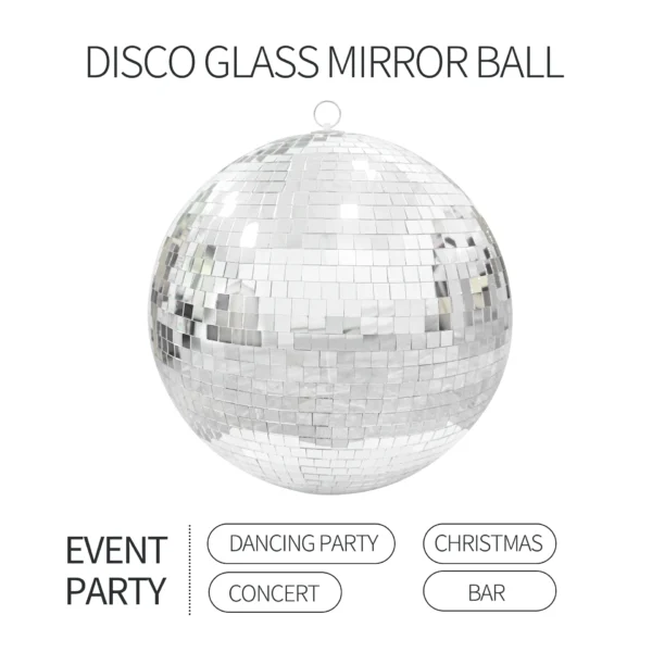 Thrisdar 10/20/30CM Mirror Glass Ball Reflective Disco DJ Silver Ball 4