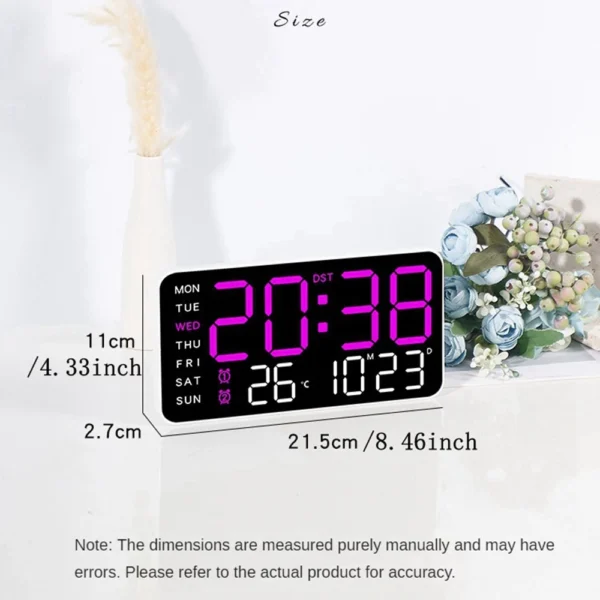 LED Digital Wall Clock Temperature Date Week Display Table Alarm Clocks Voice Control Electronic Clock Brightness Adjustment 6