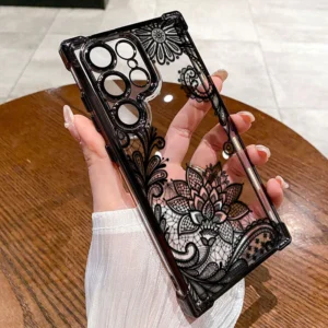 Trendy Black Lace Flower Pattern Phone Case for Samsung Galaxy 1