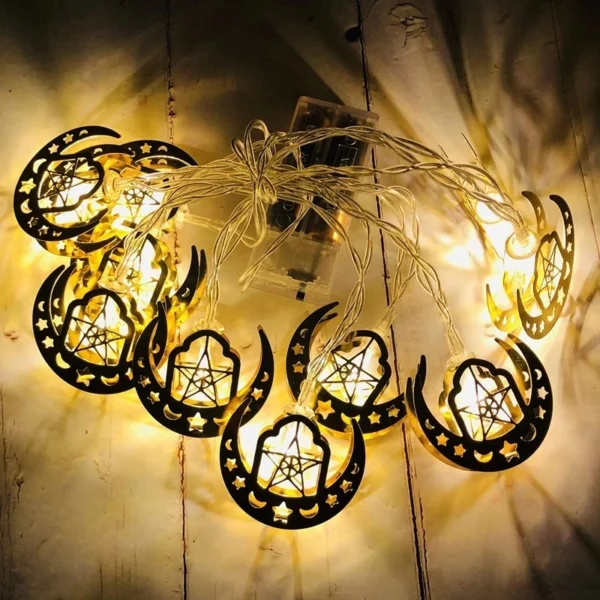 Eid Mubarak Moon Star String Lights Ramadan Decoration 3