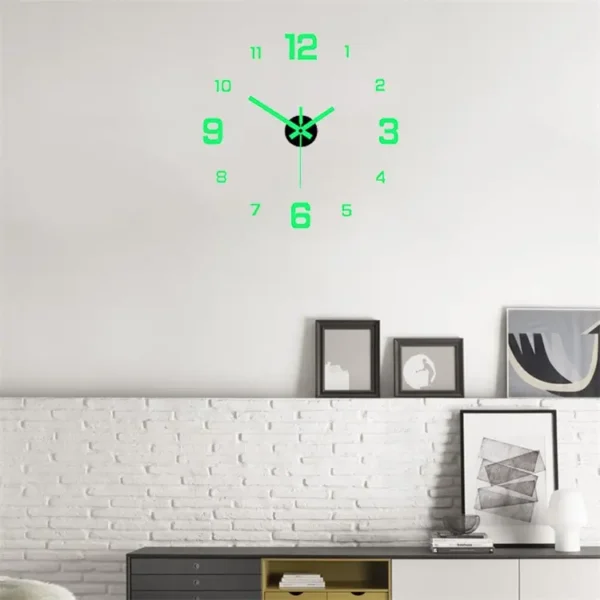 EW Creative Simple Luminous Digital Clock European Style DIY Silent Wall Clock 2