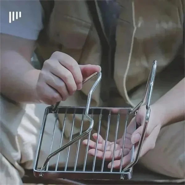 Outdoor Stainless Steel Stove Holder Camping Portable Folding Mini Barbecue Rack Set Pot Holder Baking Tray Holder 4