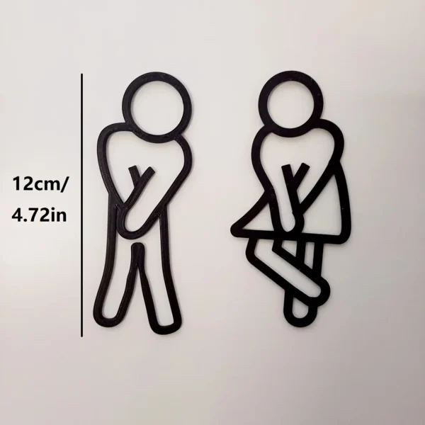 Funny Bathroom Signs for Men Women Creative 2D Flat Restroom Door Decor Restaurant Hotel Cafe Toilet Signage Wall Sticker 5