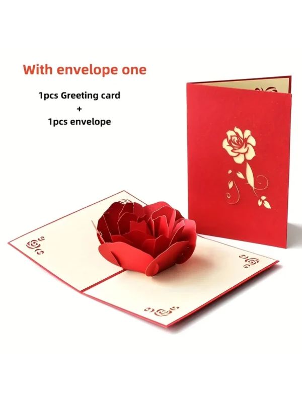 3D Pop-Up Happy Birthday Rose Card - Perfect for Anniversaries, Mother's Day, Weddings 2