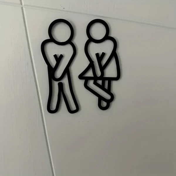 Funny Bathroom Signs for Men Women Creative 2D Flat Restroom Door Decor Restaurant Hotel Cafe Toilet Signage Wall Sticker 4