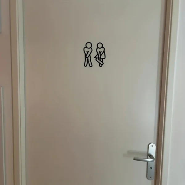 Funny Bathroom Signs for Men Women Creative 2D Flat Restroom Door Decor Restaurant Hotel Cafe Toilet Signage Wall Sticker 3