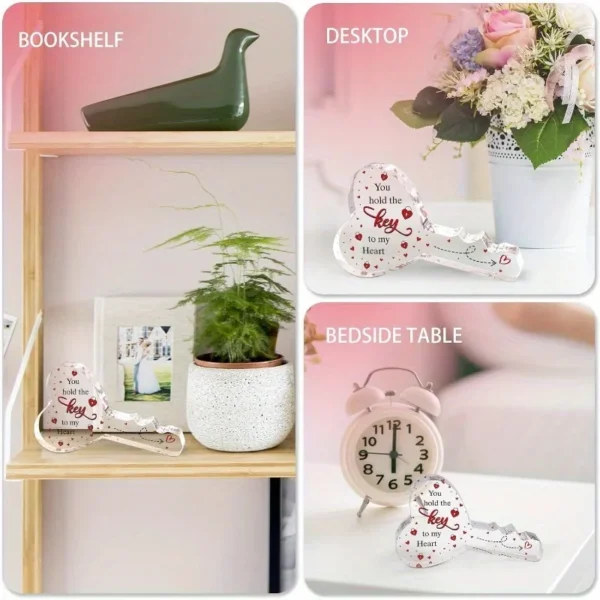 Valentines Day Gifts for Her Him, Key-shaped Plaque Gifts for Boyfriend Girlfriend 5