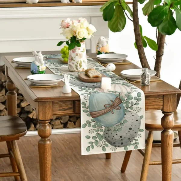 Eucalyptus Egg Easter Linen Table Runner 3
