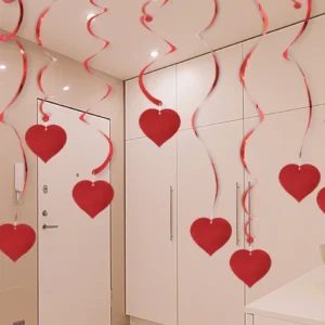 6Pcs Red/White Anniversary Heart Love Spiral Swirls Valentine's Day decor 1