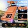 With Card Holder Sliding Camera Cover And Stand For iPhone 17 Pro/17 Pro Max Phone Case, Anti-Fall PC+TPU Wallet Case-Orange 6