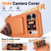 With Card Holder Sliding Camera Cover And Stand For iPhone 17 Pro/17 Pro Max Phone Case, Anti-Fall PC+TPU Wallet Case-Orange 4