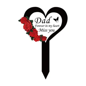 Cemetery Memorial Heart Shape Stake Garden Yard Sign Dad 6