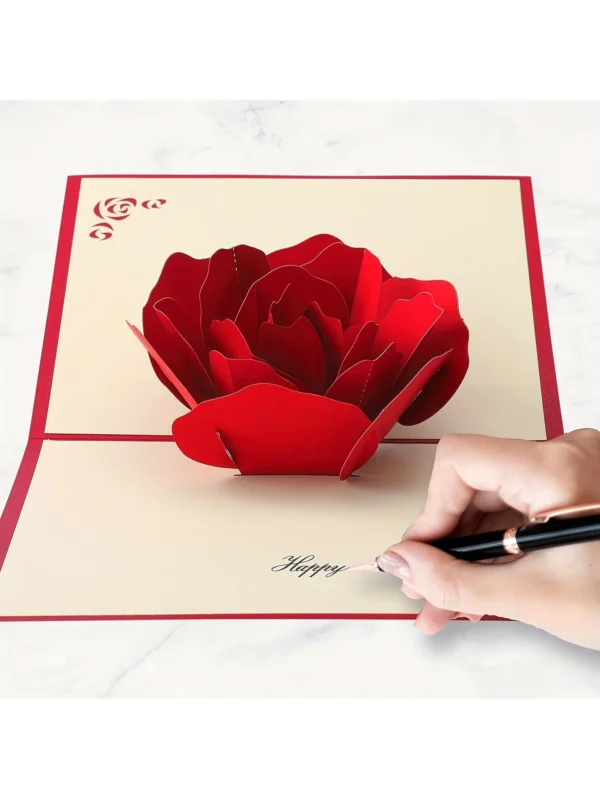 3D Pop-Up Happy Birthday Rose Card - Perfect for Anniversaries, Mother's Day, Weddings 6