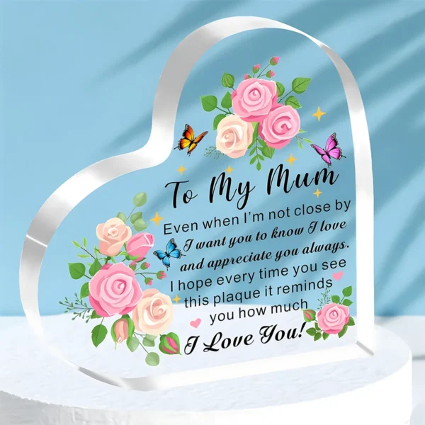 Mothers Day Gifts From family Acrylic Heart Shape Plaque 2
