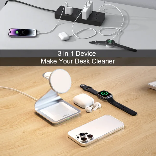 Bonola Magnetic 3 in 1 Wireless Charger for iPhone 17/16/15/13/14/12 30W 3