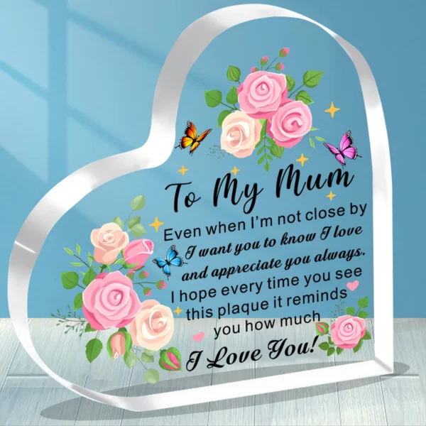 Mothers Day Gifts From family Acrylic Heart Shape Plaque 1