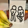 Funny Bathroom Signs for Men Women Creative 2D Flat Restroom Door Decor Restaurant Hotel Cafe Toilet Signage Wall Sticker 2