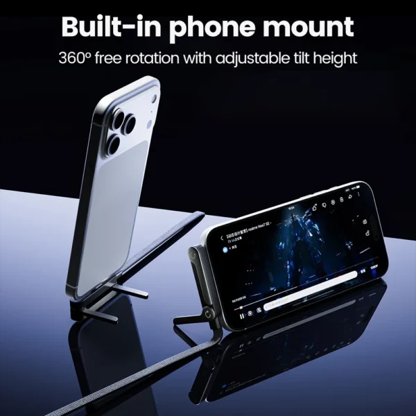 65W 2 in 1 USB A To USB C Fast Charging Foldable Phone Holder Data Cable 2