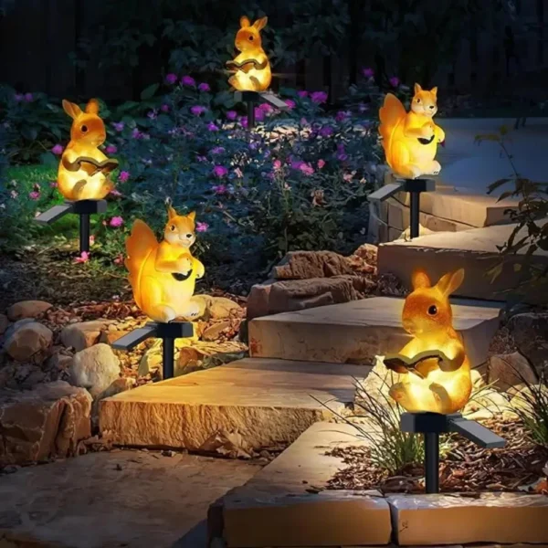 Solar Courtyard Lamp Resin Rabbit Hedgehog Luminous LED Lawn Lights 1