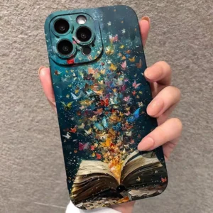 For iPhone 17 16 15 14 13 12 11 Pro Max Case Cute Butterfly Cat Bookshelf Design Cover For iPhone XS Max XR X 7 8 Plus 16E Funda 1