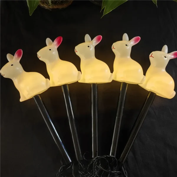5-Pack Solar-Powered Rabbit Easter Bunny Outdoor LED Lights Garden Decorations 3