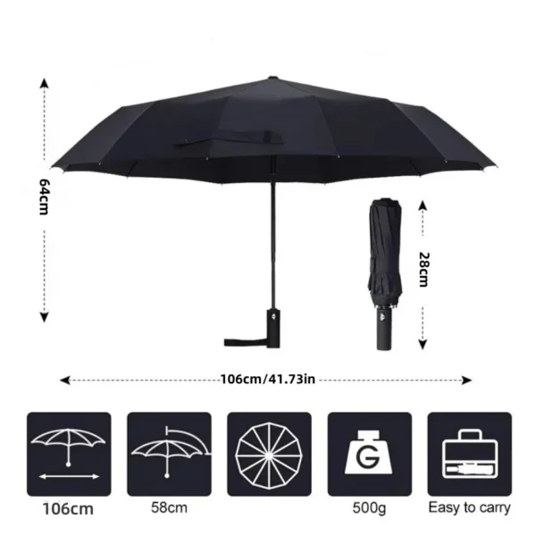24 Bones 106cm Automatic Umbrella for Men and Women Outside Large Folding Rain 4