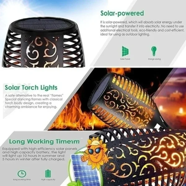 12/33/96LED Solar Flame Torch Light Flickering Light Waterproof Garden Decoration Outdoor 3